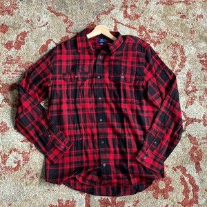 Red Plaid Button Up (L)